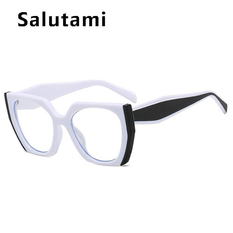 Ochelari de vedere unici supradimensionați, ochi de pisică, anti-albastru, cadru de ochelari pentru femei, modă vintage, alb, roz, clar, nuanțe de ochelari pentru computer