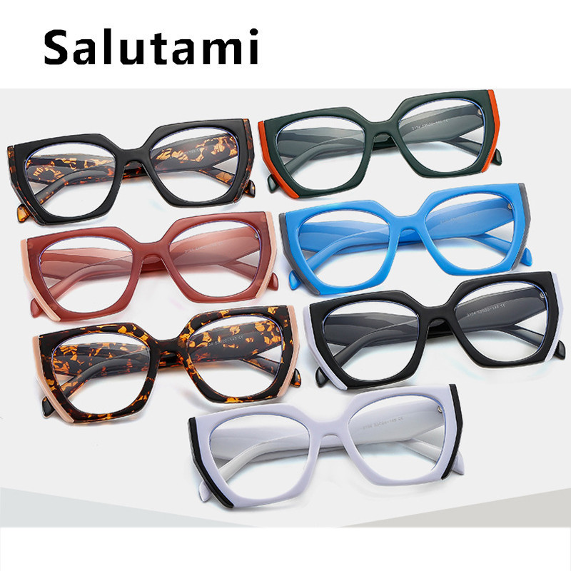 Ochelari de vedere unici supradimensionați, ochi de pisică, anti-albastru, cadru de ochelari pentru femei, modă vintage, alb, roz, clar, nuanțe de ochelari pentru computer
