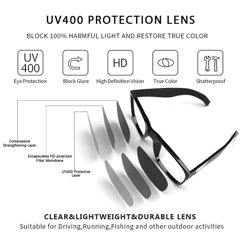 JULI Square Lielizmēra polarizētas saulesbrilles lielām galvām vīriešiem Retro vintage saulesbrilles UV aizsardzībai zvejas brilles 8130