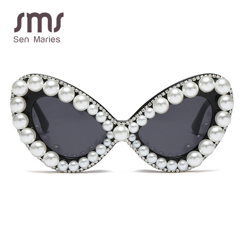 Värvilised ülisuured kassisilmade päikeseprillid naiste vintage pärlikivist päikeseprillid elegantsele daamile Üheosalised punkprillid Oculos