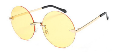 2023 Кръгли слънчеви очила без рамка Дамски парти UV400 Слънчеви очила с метална рамка Candy Colors Lady Lunette De Soleil Femme 1121T
