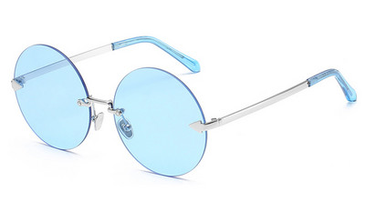 2023 Кръгли слънчеви очила без рамка Дамски парти UV400 Слънчеви очила с метална рамка Candy Colors Lady Lunette De Soleil Femme 1121T