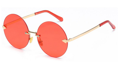2023 Кръгли слънчеви очила без рамка Дамски парти UV400 Слънчеви очила с метална рамка Candy Colors Lady Lunette De Soleil Femme 1121T