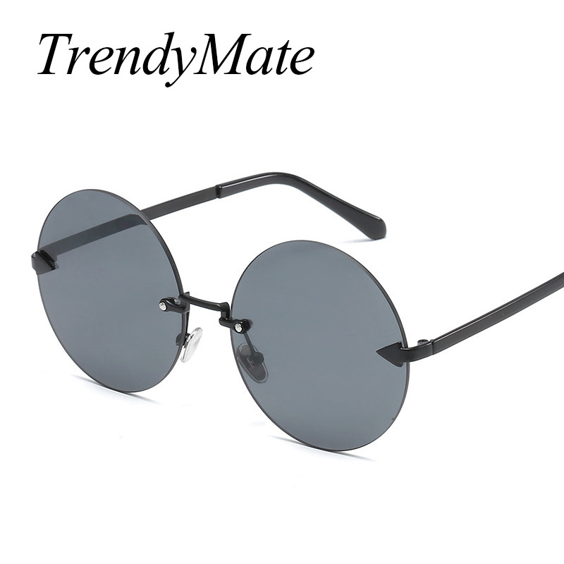 2023 Кръгли слънчеви очила без рамка Дамски парти UV400 Слънчеви очила с метална рамка Candy Colors Lady Lunette De Soleil Femme 1121T