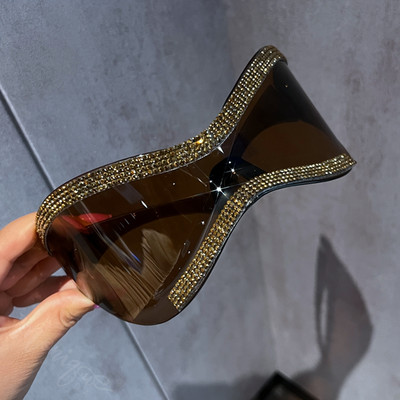 Luksuzne bling prevelike jednodijelne Y2K sunčane naočale Ženske 2023 Brand Big Frame Goggle Sunčane naočale Ženske Muške Sjenila za zrcala