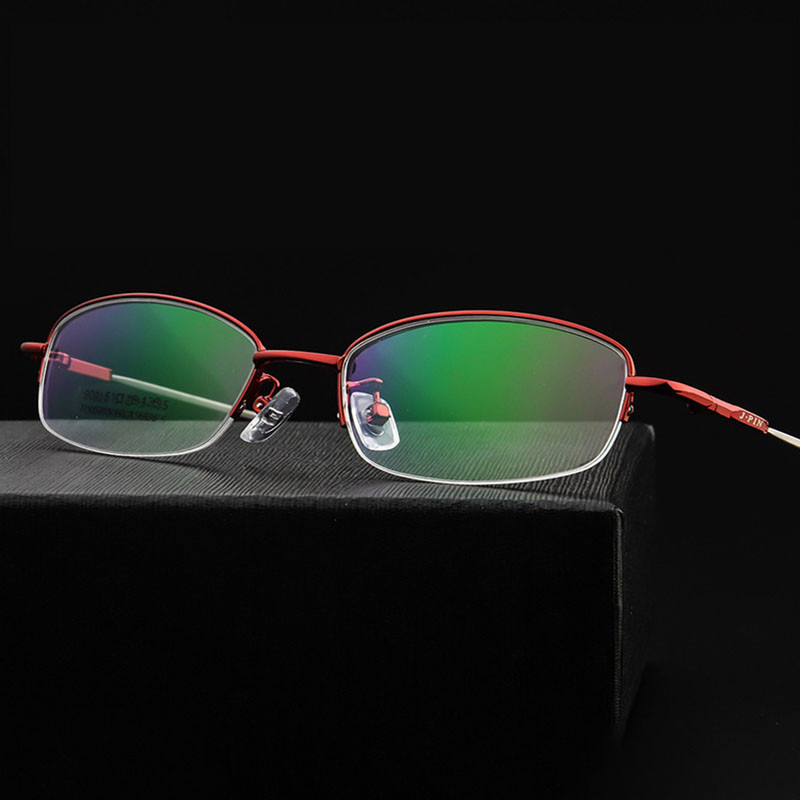 Дамска метална рамка за очила с половин рамка Титаниева рамка за очила