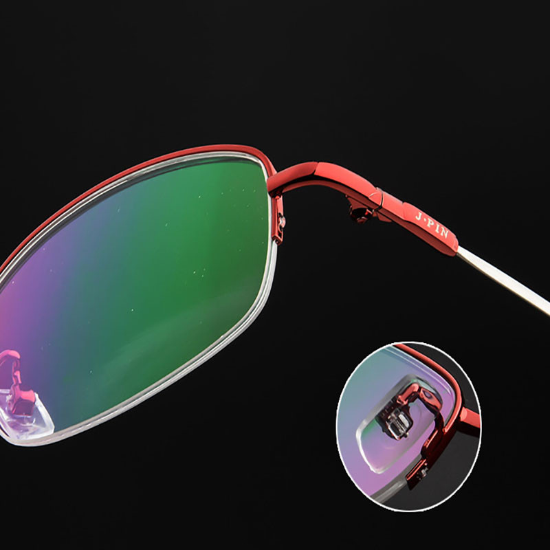 Дамска метална рамка за очила с половин рамка Титаниева рамка за очила