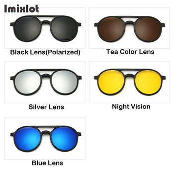6 бр./компл. Винтидж кръгли поляризирани слънчеви очила с щипка за мъже, жени, магнитни щипки, очила, очила, оптична рамка, очила за нощно виждане