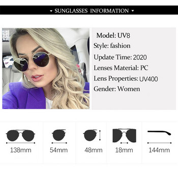 vintage Στρογγυλά γυναικεία γυαλιά ηλίου Γυαλιά καθρέφτη από κράμα μάρκας πολυτελείας γυαλιά καθρέφτη ηλίου 2020 Μαύρο Oversize gafas de sol
