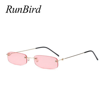 RunBird Narrow Ανδρικά γυαλιά ηλίου χωρίς στεφάνι Καλοκαίρι 2018 Κόκκινο Μπλε Μαύρα Ορθογώνια Γυαλιά Ηλίου για Γυναικεία Small Face Hot Selling 1534R