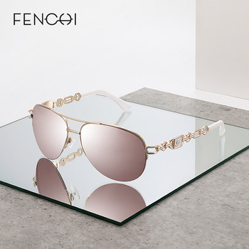 FENCHI Anti-Blue Pink White Luxury Pliot Γυναικεία γυαλιά ηλίου Zonnebril Dames Rose Gold Σκελετός Γυναικεία γυαλιά ηλίου Oculos Feminino