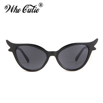 WHO CUTIE Brand 2018 Vintage 90s Μοναδικά γυαλιά ηλίου Cat Eye Γυναικεία Σέξι Κόκκινος Σκελετός Ρετρό Μαύρο Γυαλιά Ηλίου Cateye Αποχρώσεις Δώρο OM594