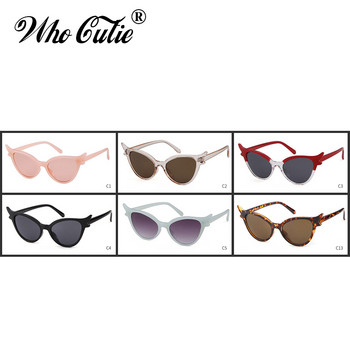 WHO CUTIE Brand 2018 Vintage 90s Μοναδικά γυαλιά ηλίου Cat Eye Γυναικεία Σέξι Κόκκινος Σκελετός Ρετρό Μαύρο Γυαλιά Ηλίου Cateye Αποχρώσεις Δώρο OM594