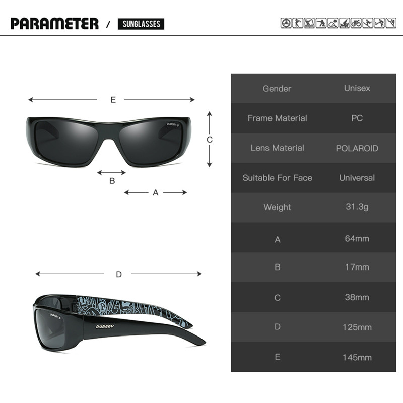 „Dubery Mens Designer“ poliarizuoti akiniai nuo saulės, vairavimo sauga, apsauginiai akiniai nuo saulės UV400, unikalūs „Gafas de sol“ su dėklu