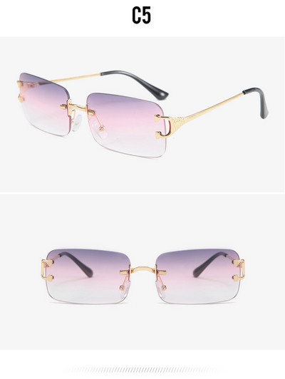 2021 uus moodne retrovärv UV400 Punk ääristeta päikeseprillid meeste kandilised ääristeta päikeseprillid gradientprillid mood prillid