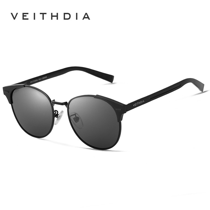 VEITHDIA Ochelari de soare unisex retro, marcă din aluminiu, lentile polarizate, accesorii pentru ochelari de epocă, ochelari de soare, ochelari pentru bărbați, femei, 6109