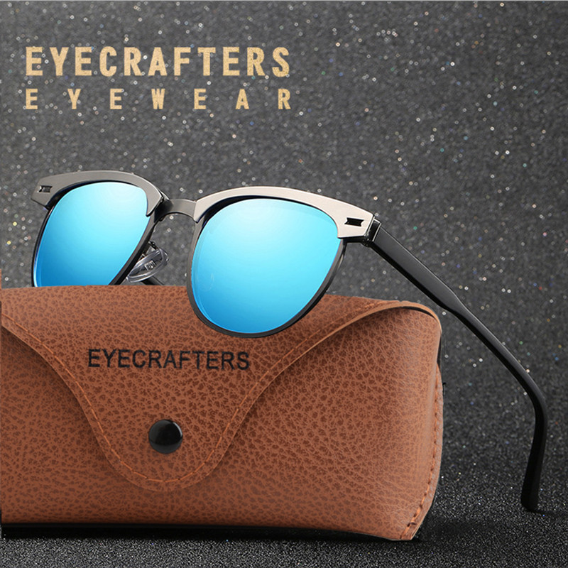 EYECRAFTERS 2020 Мъжки очила Ретро поляризирани слънчеви очила Vintage Alloy Fashion Driving UV400 Mirrored Sunglasses Eyewear HD