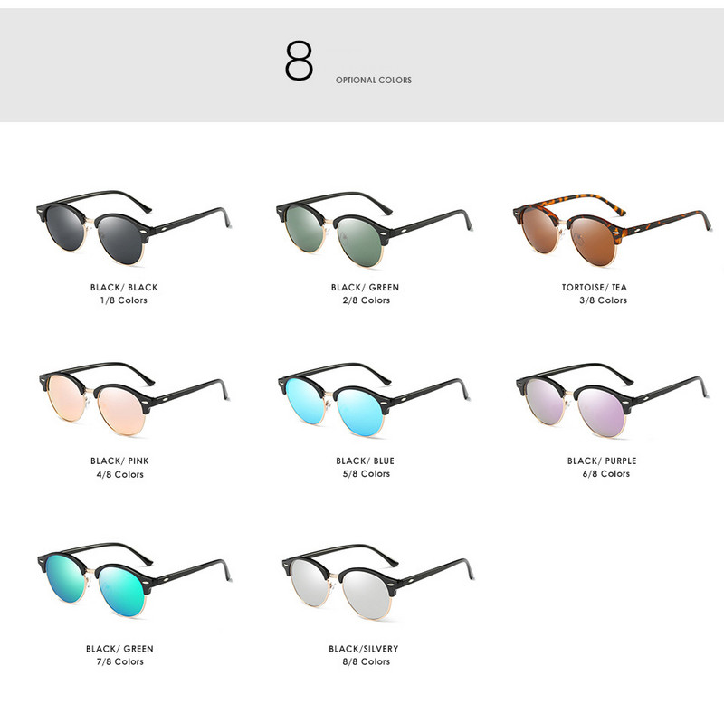 Ochelari de soare rotunzi polarizați maro broaște țestoasă de lux Ochelari de soare rotunzi de conducere pentru bărbați și femei Ochelari de soare semi-fără rame Gafas De Sol