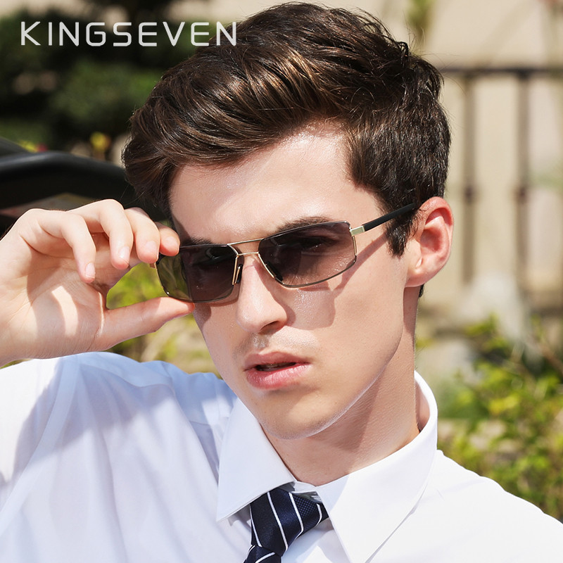 KINGSEVEN Brand Design UV400 Слънчеви очила Gradient Men Women Driving Male Square Sun Glasses Stainless steel Eyewear Oculos Gafas