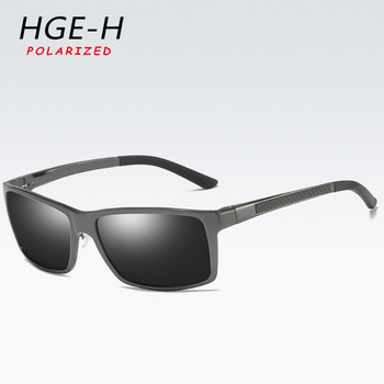 HGR-H Алуминиеви магнезиеви поляризирани слънчеви очила Мъжки висококачествени пролетни панти с квадратни слънчеви очила Мъжки леки Gafas KD173