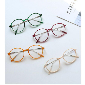 Оранжеви прозрачни кръгли очила Прозрачни лещи Студентски очила Винтидж луксозни рамки за оптични очила Късогледство Nerd Мъжки очила