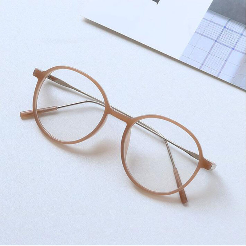 Oranžid läbipaistvad ümmargused prillid Läbipaistva objektiiviga õpilaste prillid Vintage luksuslikud optilised prillid, raam Müopia Nerd Meeste prillid