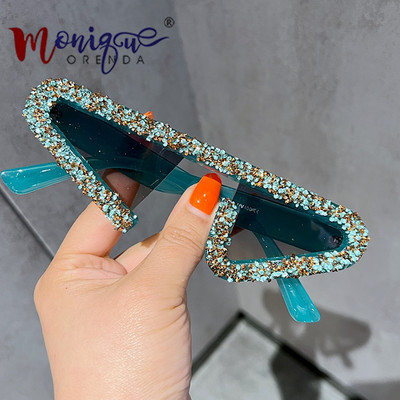 Маркови дизайнерски дамски слънчеви очила Y2K с лична геометрия, хип-хоп очила за мъже Bling Party Eyewear gafas de sol mujer