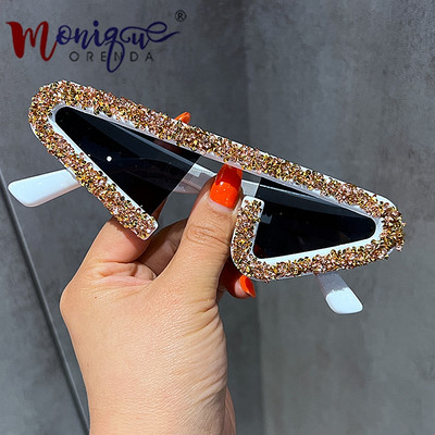 Маркови дизайнерски дамски слънчеви очила Y2K с лична геометрия, хип-хоп очила за мъже Bling Party Eyewear gafas de sol mujer