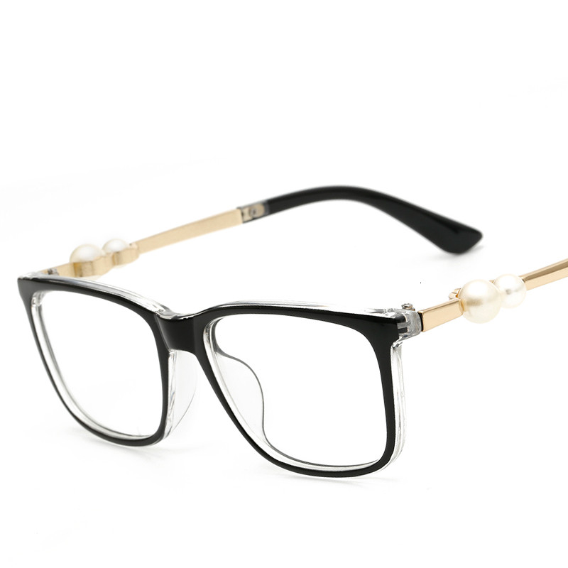 LONSY Modne ženske naočale Optički okvir Biserni kvadratni okvir Naočale Retro naočale Računalne naočale Prozirne prozirne naočale