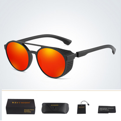 KEITHION Steampunk поляризирани винтидж ретро кръгли слънчеви очила за мъже, жени, хипи стил UV400 слънчеви очила