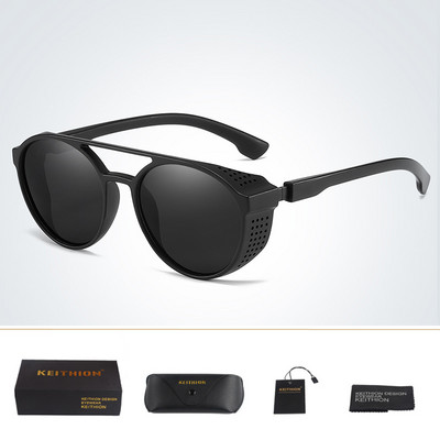 KEITHION Steampunk поляризирани винтидж ретро кръгли слънчеви очила за мъже, жени, хипи стил UV400 слънчеви очила