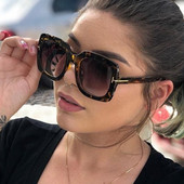 Prevelike metalne T sunčane naočale Ženske luksuzne marke Četvrtaste sunčane naočale za žene Seksi vintage Leopard nijanse Naočale zonnebril dame