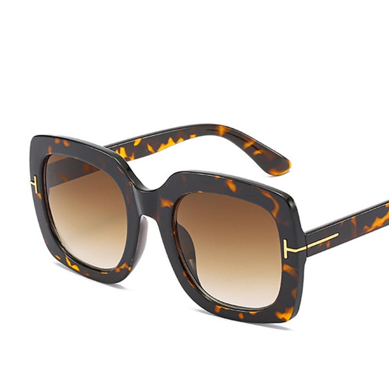 Prevelike metalne T sunčane naočale Ženske luksuzne marke Četvrtaste sunčane naočale za žene Seksi vintage Leopard nijanse Naočale zonnebril dame