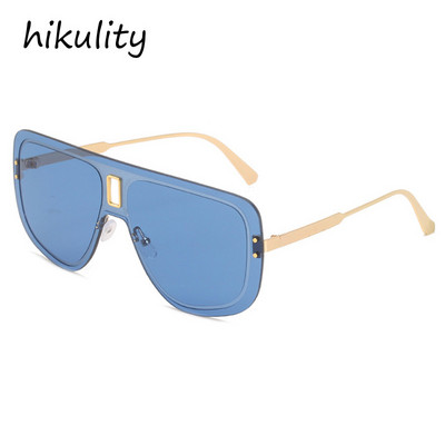 2021. Novi luksuzni brend jednodijelne sunčane naočale bez okvira za žene Vintage Alloy Oversize Gradient Black Brown Sunčane naočale Muške nijanse