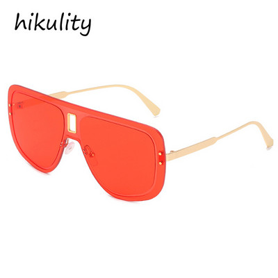 2021. Novi luksuzni brend jednodijelne sunčane naočale bez okvira za žene Vintage Alloy Oversize Gradient Black Brown Sunčane naočale Muške nijanse