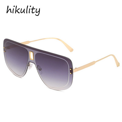 2021. Novi luksuzni brend jednodijelne sunčane naočale bez okvira za žene Vintage Alloy Oversize Gradient Black Brown Sunčane naočale Muške nijanse