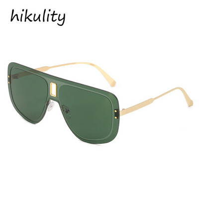 2021. Novi luksuzni brend jednodijelne sunčane naočale bez okvira za žene Vintage Alloy Oversize Gradient Black Brown Sunčane naočale Muške nijanse