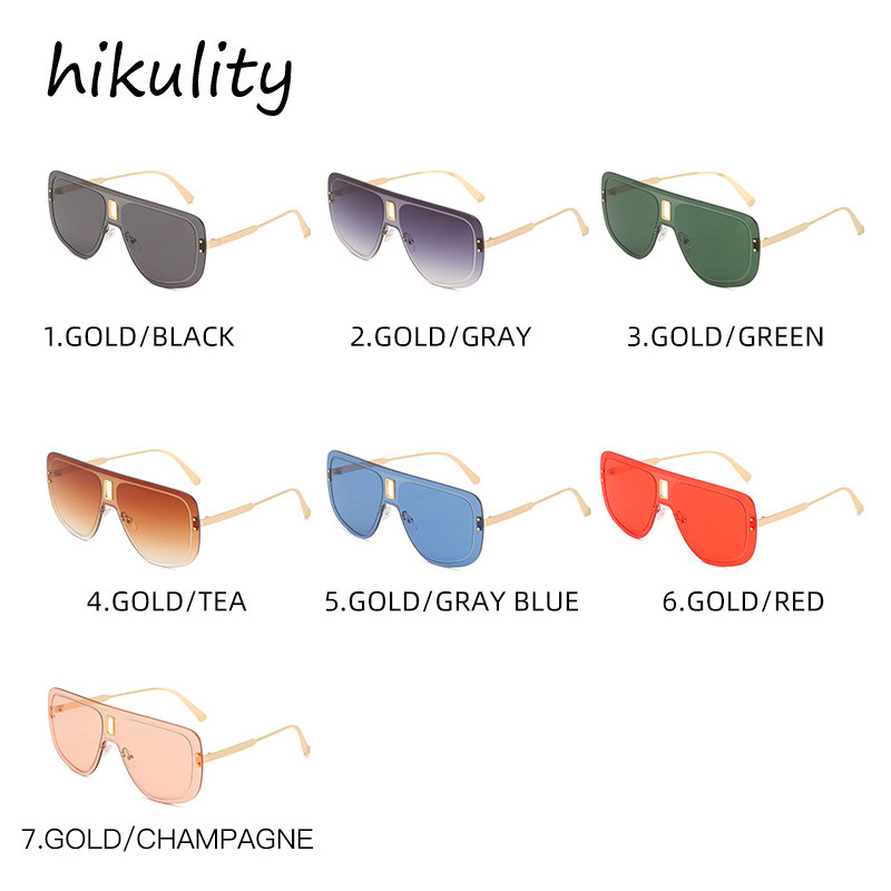 2021. Novi luksuzni brend jednodijelne sunčane naočale bez okvira za žene Vintage Alloy Oversize Gradient Black Brown Sunčane naočale Muške nijanse