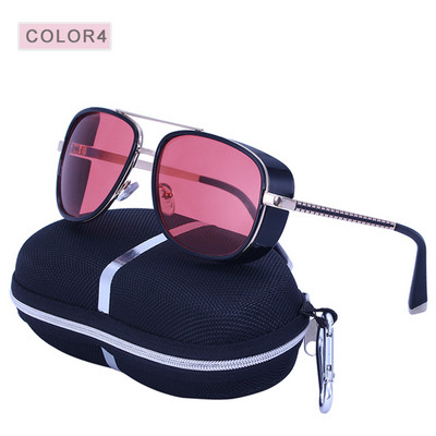 HDCRAFTER Tony Stark Iron Steampunk Akiniai nuo saulės Vyriški akiniai Veidrodis Steam Punk Akiniai nuo saulės Vintažiniai Vyriški Akiniai nuo saulės Oculos