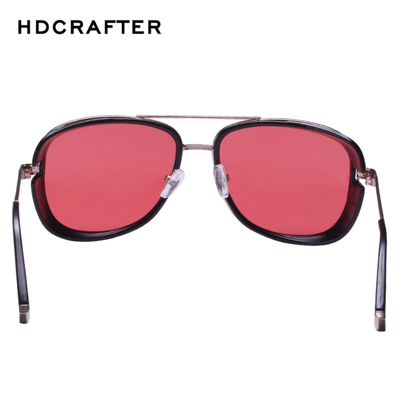 HDCRAFTER Tony Stark Iron Steampunk Akiniai nuo saulės Vyriški akiniai Veidrodis Steam Punk Akiniai nuo saulės Vintažiniai Vyriški Akiniai nuo saulės Oculos