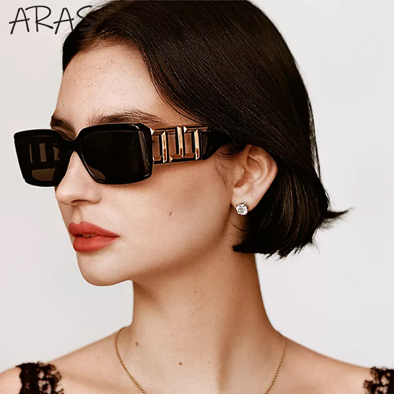 Modne klasične pravokutne sunčane naočale Ženske 2023. Luksuzna marka Sunčane naočale s lancem i nogom Ženske trendi punk pravokutne sunčane naočale Muške