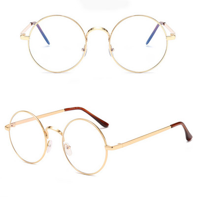 Vintage bakreni okrugli okvir za naočale, velike metalne jednobojne ukrasne naočale, uniseks okviri za naočale za kratkovidnost