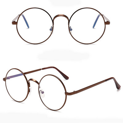 Vintage bakreni okrugli okvir za naočale, velike metalne jednobojne ukrasne naočale, uniseks okviri za naočale za kratkovidnost