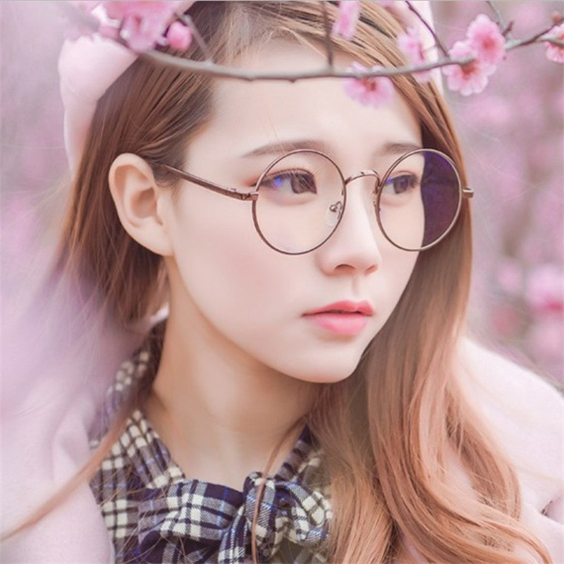 Vintage bakreni okrugli okvir za naočale, velike metalne jednobojne ukrasne naočale, uniseks okviri za naočale za kratkovidnost