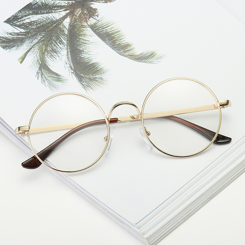 Vintage bakreni okrugli okvir za naočale, velike metalne jednobojne ukrasne naočale, uniseks okviri za naočale za kratkovidnost