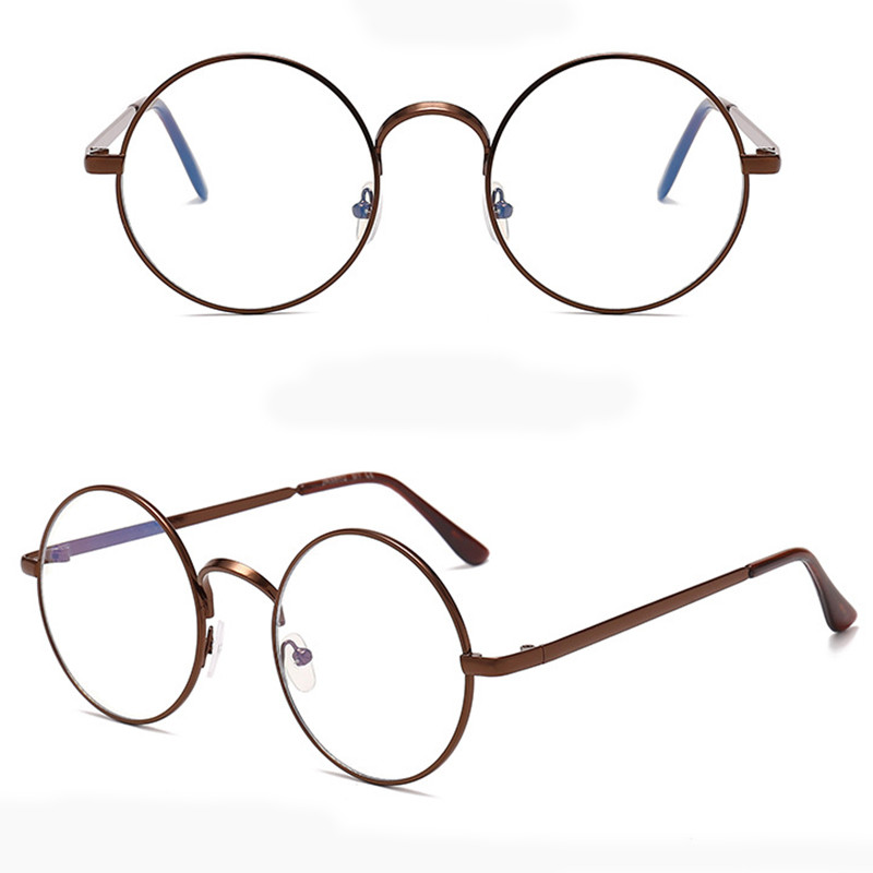 Vintage bakreni okrugli okvir za naočale, velike metalne jednobojne ukrasne naočale, uniseks okviri za naočale za kratkovidnost