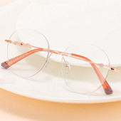 Anti Blue Light keret nélküli átlátszó szemüvegek női kiváló minőségű ovális szemüvegek fémkeretes sima szemüvegek átlátszó divatos szemüvegek