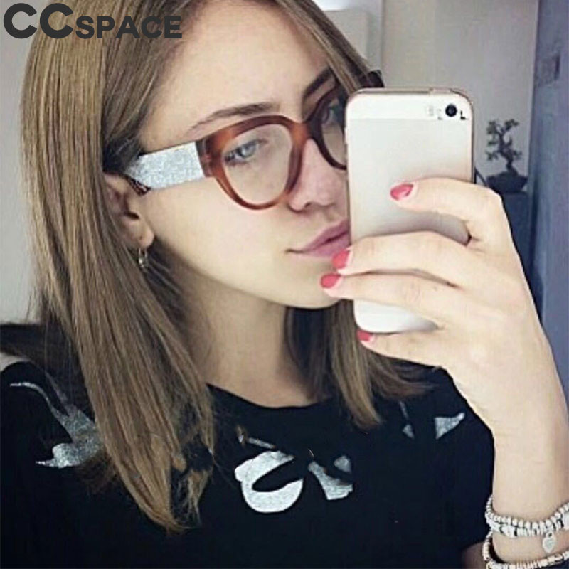 47781 Prabangus prekės ženklas Katės akių akinių rėmeliai Moteriški Bling kojos populiarūs kvadratiniai madingi kompiuterių akiniai dekoratyvinė dovana