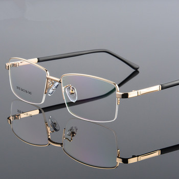 Ретро квадратна рамка за очила от галванизирана метална титаниева сплав с гъвкави рамена на слепоочията Наполовина пълна рамка за очила за пресбиопия