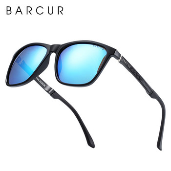 BARCUR Оригинални слънчеви очила Мъжки поляризирани квадратни рамки TR90 с алуминиево-магнезиеви рамки Мъжки слънчеви очила Fishing Driving Eyew